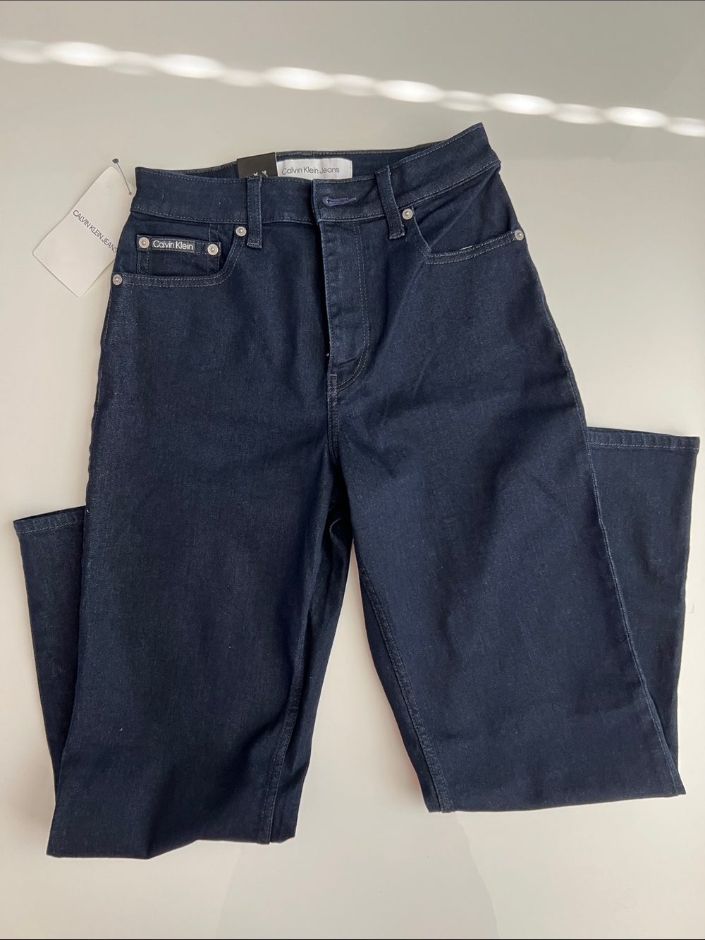 Calvin Klein Navy high rise Straight-Leg Jeans